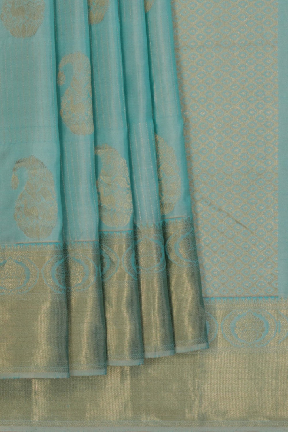 Image of Peacock Blue South Silk Saree